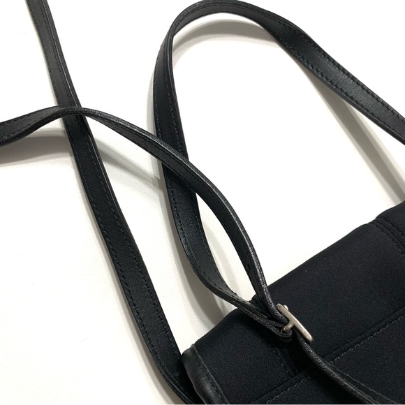 Coach Black Scuba Neoprene Leather Trim Crossbody Bag Mini Flap - Picture 11 of 16